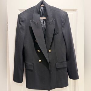 Zara Black Double-Breasted Blazer - Size XL
